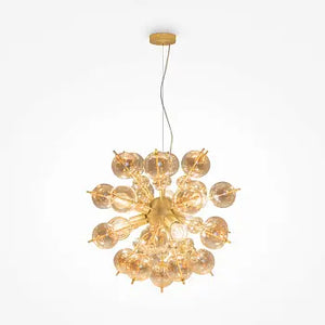 Pendant Lamp Brass-colored Metal Amber Glass Spheres Chandelier Design – Bolla | Maytoni
