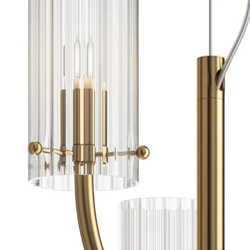 Pendant lamp with brass finish and fluted glass shades in an elegant design – Arco | Maytoni