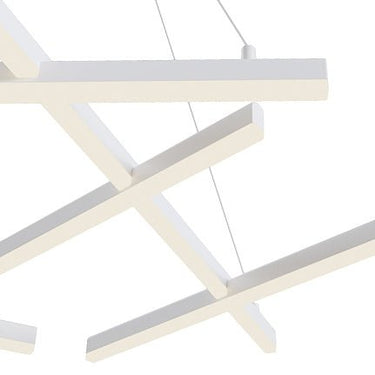 Pendelleuchte mit weißem geometrischem Metall - Acryl - LED - Design, integrierter LED und Opal - Diffusor (79 W, 3000 K) – Line | Maytoni - Esszett Luxury | Stilvolles Wohnen mit Charakter