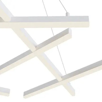 Pendant light with white geometric metal-acrylic LED design, integrated LED and opal diffuser (79 W, 3000 K) – Line | Maytoni