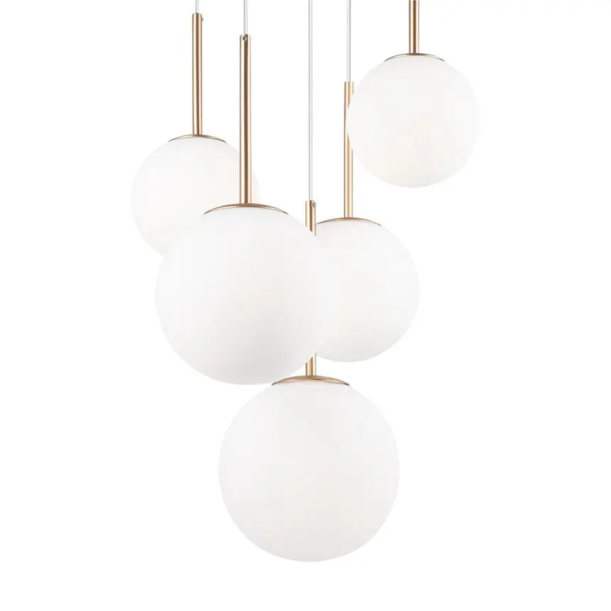 Pendant Light Gold-colored Metal Matte White Glass Spheres Cluster Design – Basic Form | Maytoni