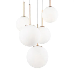 Pendant Light Gold-colored Metal Matte White Glass Spheres Cluster Design – Basic Form | Maytoni