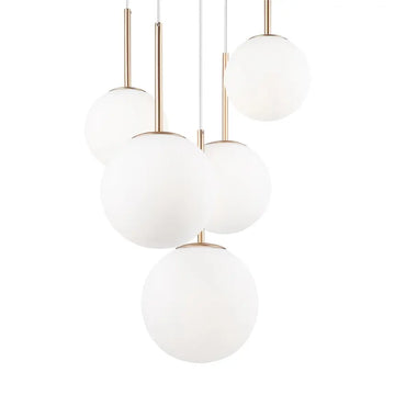 Pendelleuchte – Gold Ton, Glas Schirm, Runde Form - Basic form | Maytoni
