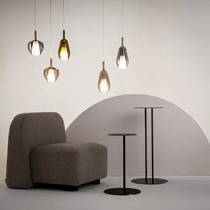 Pendant lamp with smoke-colored mirrored double shades, black metal base and dimmable LED – Duality | Maytoni