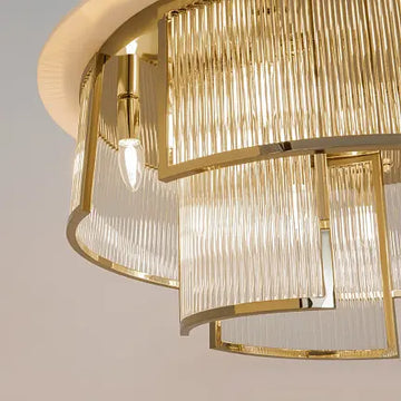 Deckenleuchte – Goldfarbenes Metall, 6× E14 Fassung, Glasschirme, Höhe 28,2 cm - Frame | Maytoni