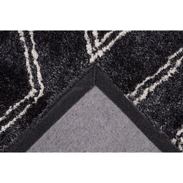 Teppich – Hochflor Design, Doppelrauten Muster, Anthrazit Farbton, 120 x 170 cm - Orlando 225 | Kayoom