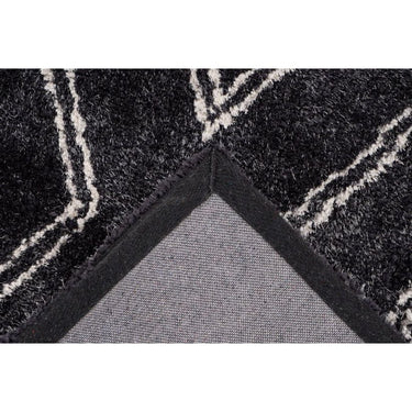 Teppich – Hochflor Design, Doppelrauten Muster, Anthrazit Farbton, 80 x 150 cm - Orlando 225 | Kayoom