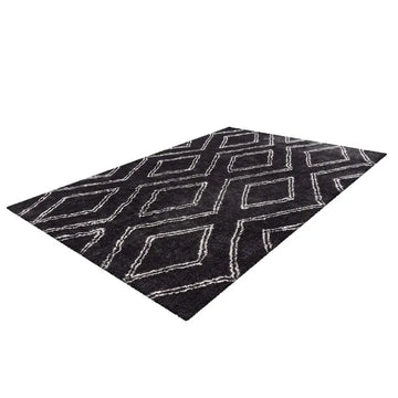 Teppich – Hochflor Design, Doppelrauten Muster, Anthrazit Farbton, 200 x 290 cm - Orlando 225 | Kayoom