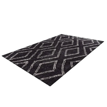 Teppich – Hochflor Design, Geometrisches Linienmuster, Anthrazit Farbton, 120 x 170 cm - Orlando 325 | Kayoom