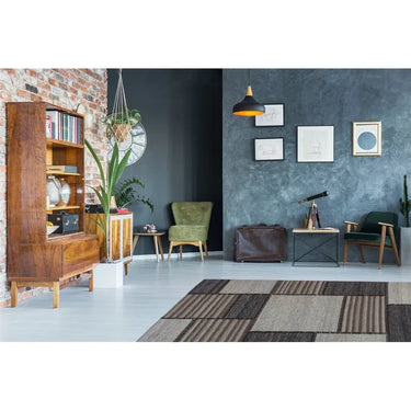 Teppich – Jacquard Gewebe, Blockmuster Design, Gerippte Struktur, 80 x 150 cm - Phoenix 112 | Kayoom