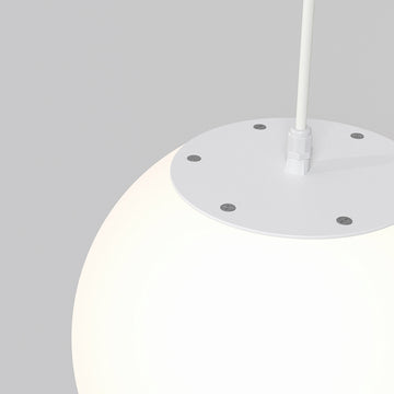 Pendant light with minimalist white plastic sphere and E27 socket in modern style – Erda | Maytoni
