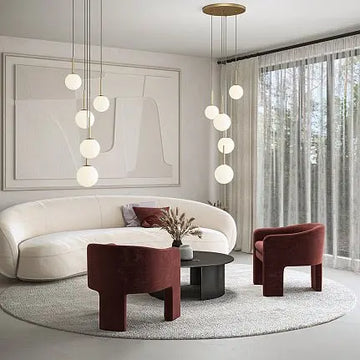 Pendant Light Gold-colored Metal Matte White Glass Spheres Cluster Design – Basic Form | Maytoni