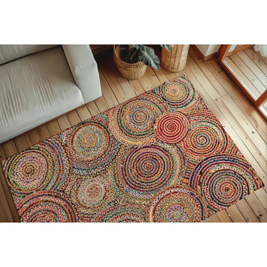 Teppich – Reine Baumwolle, Kurzflor Struktur, Bunte Optik, 170 cm - Tulum 356 | Kayoom