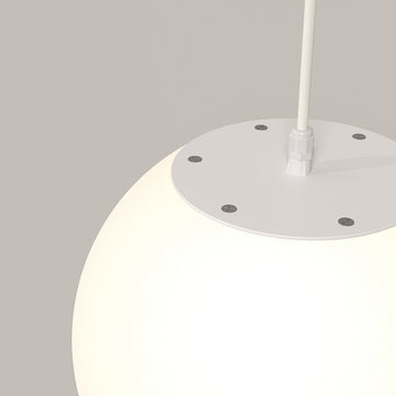 Pendant light with minimalist white plastic sphere and E27 socket in modern style – Erda | Maytoni