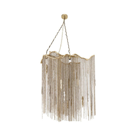 Aluminum and Iron Hanging Lamp, Wide, Gold-colored with Chain Design – Wilco | PTMD image