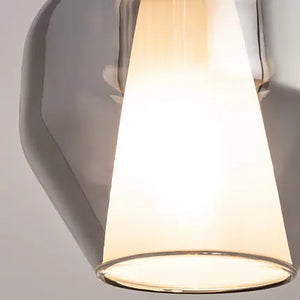 Pendant lamp with smoke-colored mirrored double shades, black metal base and dimmable LED – Duality | Maytoni