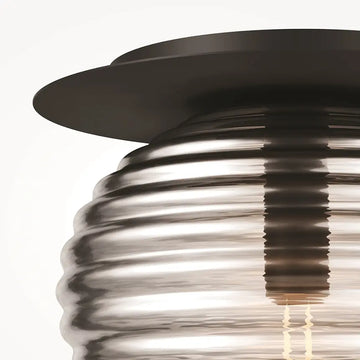 Ceiling light black ribbed smoked glass 1×E27 – MOD268CL-01B | Maytoni