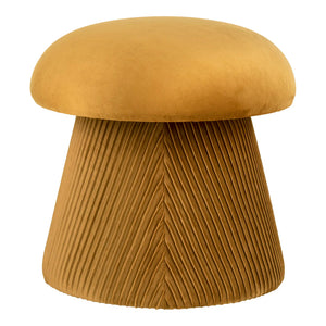 Pouf – Ockerfarbener Samt, Gerippte Oberfläche, 42 cm Höhe - Hampton | House Nordic