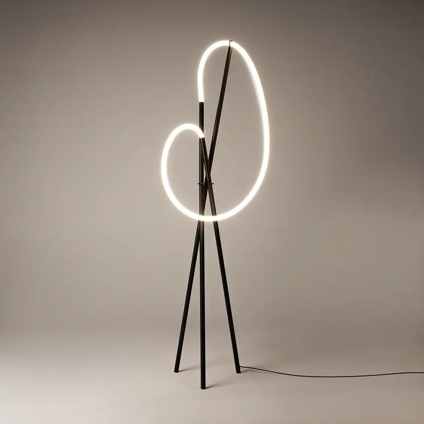 Floor lamp black-gold arch-shaped body with LED - MOD369FL-L36B3K | Maytoni
