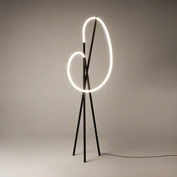 Floor lamp black-gold arch-shaped body with LED - MOD369FL-L36B3K | Maytoni