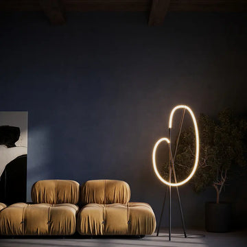 Floor lamp black-gold arch-shaped body with LED - MOD369FL-L36B3K | Maytoni