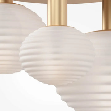 Ceiling light gold-colored with ribbed white glass shade and 3×E14 socket – Reels | Maytoni