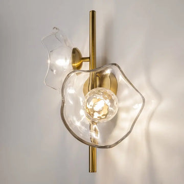 Wall Lamp Brushed Brass, Metal Frame, Cast Glass Accent, Modern – Miracle | Maytoni