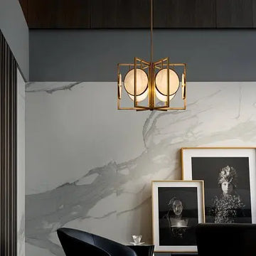 Pendant Lamp Brass Metal with Natural Stone Slabs 6-bulb E14 – Marmo | Maytoni