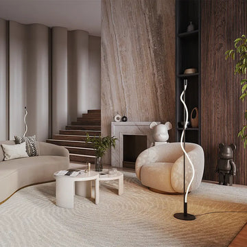 Floor lamp black metal frame, white opal diffuser & integrated LED (3000 K) – Tau | Maytoni