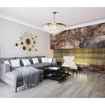 Pendant light with crystal pendants and brass frame in a luxurious design – Revero | Maytoni