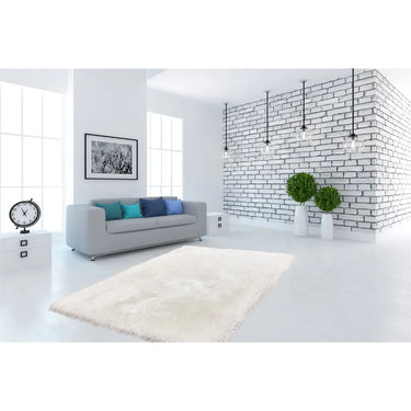 Teppich – Weiße Farbe, Polyester Material, Weicher Komfort, 150 cm - Cosy 310 | Kayoom