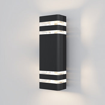 Wandleuchte – Schwarzes Finish, Aluminium Gehäuse, 2× E27 Fassung, Höhe 33 cm - Unter den Linden | Maytoni