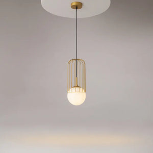 Pendant light with gold-colored metal base and white glass diffuser in a modern design – Telford | Maytoni