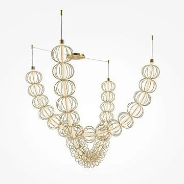 Golden Finish Pendant Light, Dome Shade & Integrated LED – Golden Cage | Maytoni