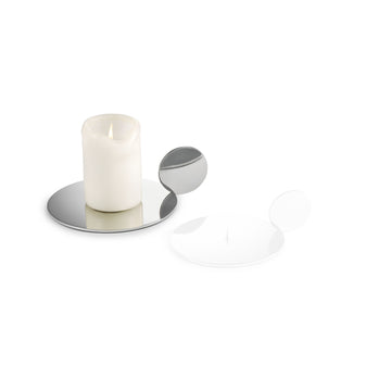 Kerzenhalter aus Edelstahl, Minimalistisches Design, Zentrierdorn für Stumpenkerzen – Radius | Philippi