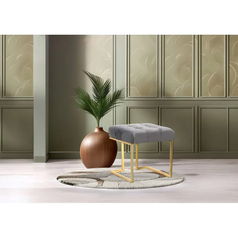 Hocker Samtbezug Zierknopf - Steppung Edelstahlgestell – Rarity 125 | Kayoom - Esszett Luxury | Stilvolles Wohnen mit Charakter