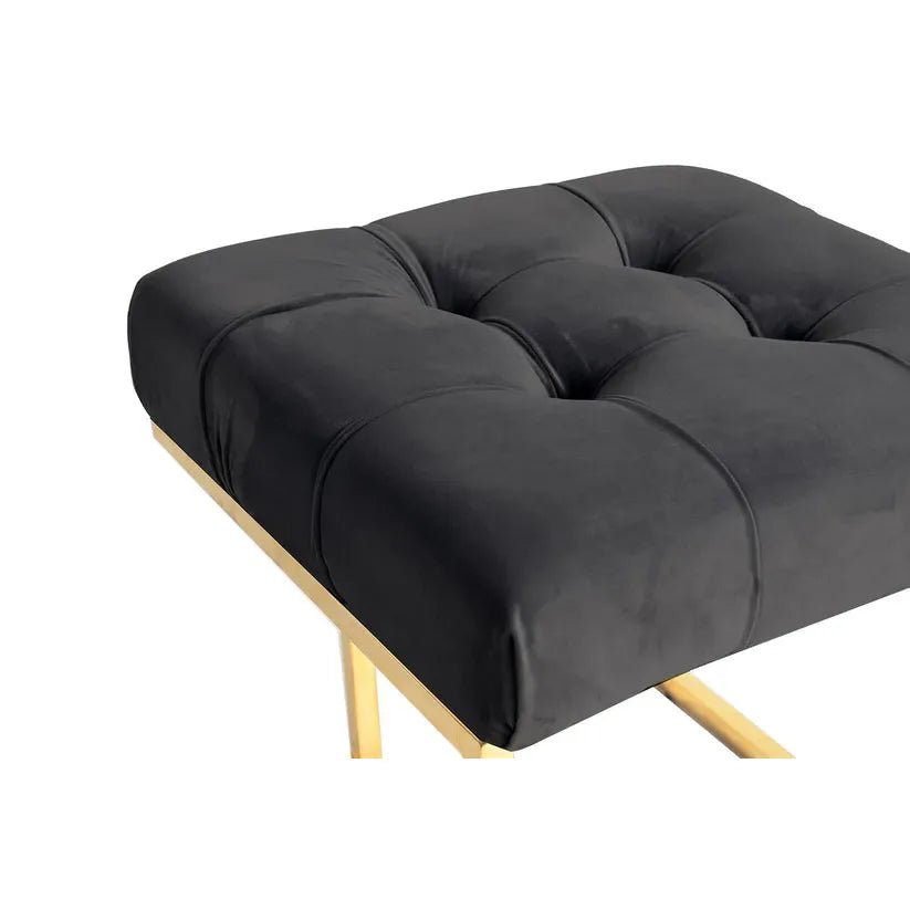 Hocker Samtbezug Zierknopf - Steppung Edelstahlgestell – Rarity 125 | Kayoom - Esszett Luxury | Stilvolles Wohnen mit Charakter