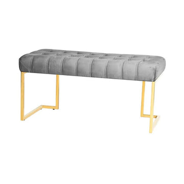 Hocker samtiger Polyesterbezug Zierknopf - Steppung & goldenes Edelstahlgestell – Rarity 225 | Kayoom - Esszett Luxury | Stilvolles Wohnen mit Charakter
