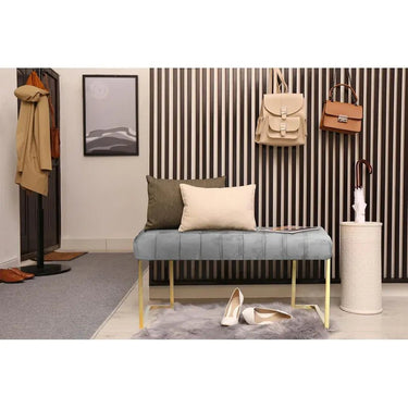 Hocker samtiger Polyesterbezug Zierknopf - Steppung & goldenes Edelstahlgestell – Rarity 225 | Kayoom - Esszett Luxury | Stilvolles Wohnen mit Charakter