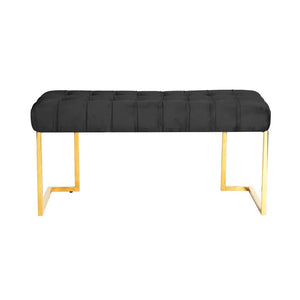 Hocker mit Samtbezug, Knopfheftung & goldenem Edelstahlgestell – Rarity 225 | Kayoom - Esszett Luxury | Stilvolles Wohnen mit Charakter