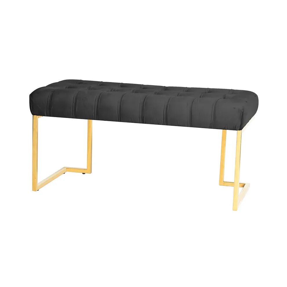 Hocker mit Samtbezug, Knopfheftung & goldenem Edelstahlgestell – Rarity 225 | Kayoom - Esszett Luxury | Stilvolles Wohnen mit Charakter