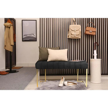 Hocker mit Samtbezug, Knopfheftung & goldenem Edelstahlgestell – Rarity 225 | Kayoom - Esszett Luxury | Stilvolles Wohnen mit Charakter