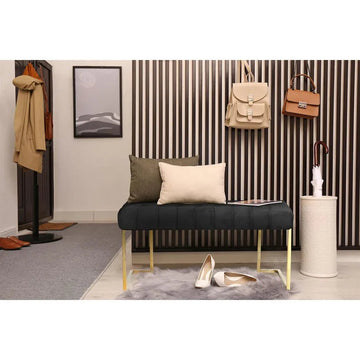 Hocker mit Samtbezug, Knopfheftung & goldenem Edelstahlgestell – Rarity 225 | Kayoom - Esszett Luxury | Stilvolles Wohnen mit Charakter
