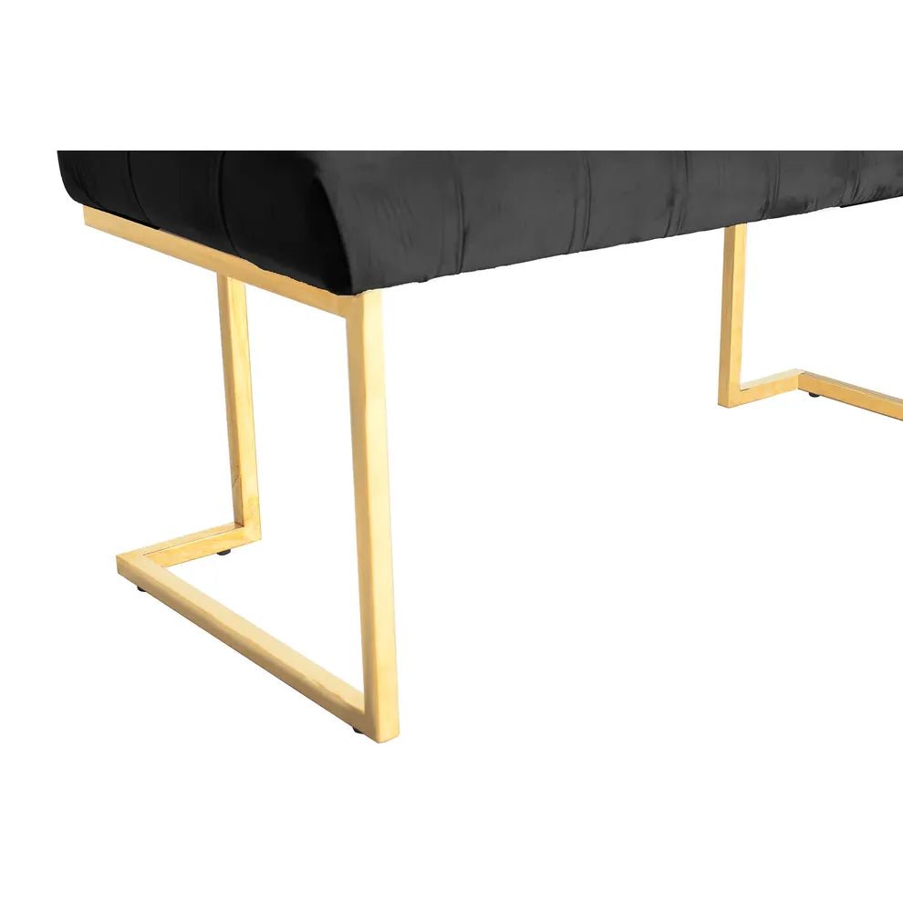 Hocker mit Samtbezug, Knopfheftung & goldenem Edelstahlgestell – Rarity 225 | Kayoom - Esszett Luxury | Stilvolles Wohnen mit Charakter