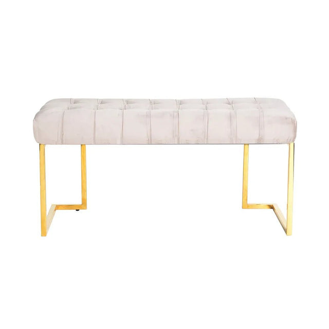 Hocker mit Samtbezug, Knopfheftung & goldenem Edelstahlgestell – Rarity 225 | Kayoom - Esszett Luxury | Stilvolles Wohnen mit Charakter
