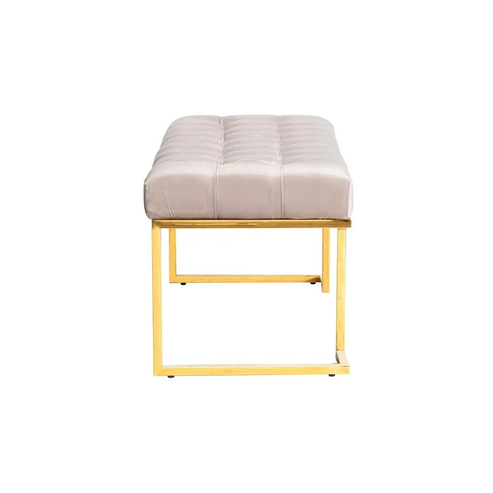 Hocker mit Samtbezug, Knopfheftung & goldenem Edelstahlgestell – Rarity 225 | Kayoom - Esszett Luxury | Stilvolles Wohnen mit Charakter