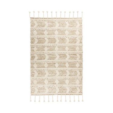 Teppich – Creme Khaki Wolle, Weiche Struktur, Edles Design, 150 cm - Bohist 425 | Kayoom