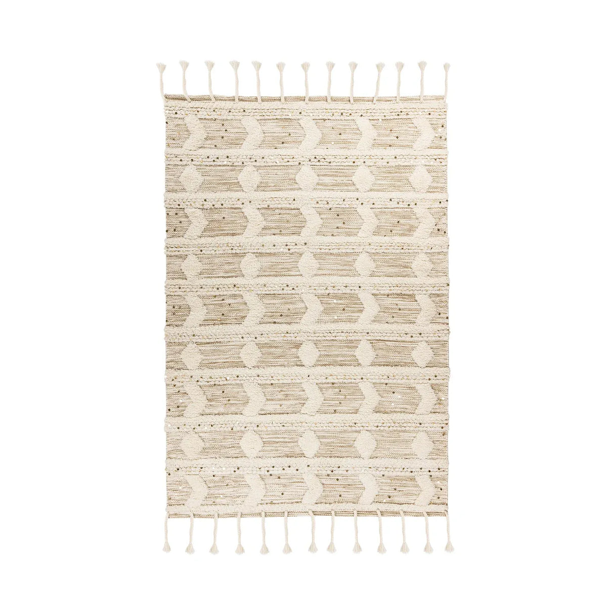 Carpet Boho Design Handmade Fringes Beige & Khaki – Bohist 425 | Kayoom