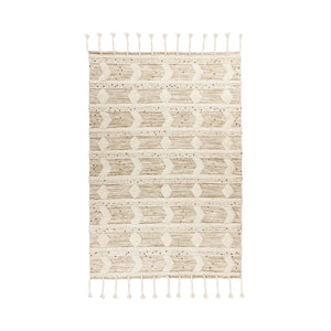 Carpet Boho Design Handmade Fringes Beige & Khaki – Bohist 425 | Kayoom