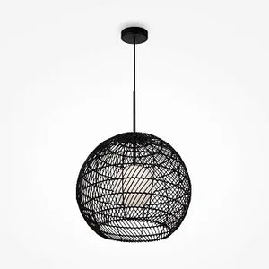 Pendant light black basket shade white glass diffuser & modern design – Cane | Maytoni